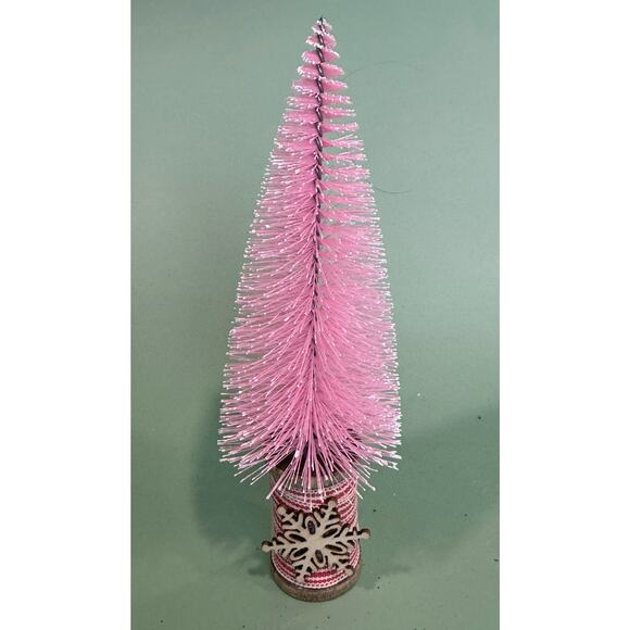 Handcrafted Bottle Brush Tree on Decorated Thread Spool Holiday Décor SPT6 - Picture 2 of 3